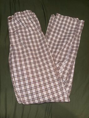 women's Brown and white Plaid Casual Pants